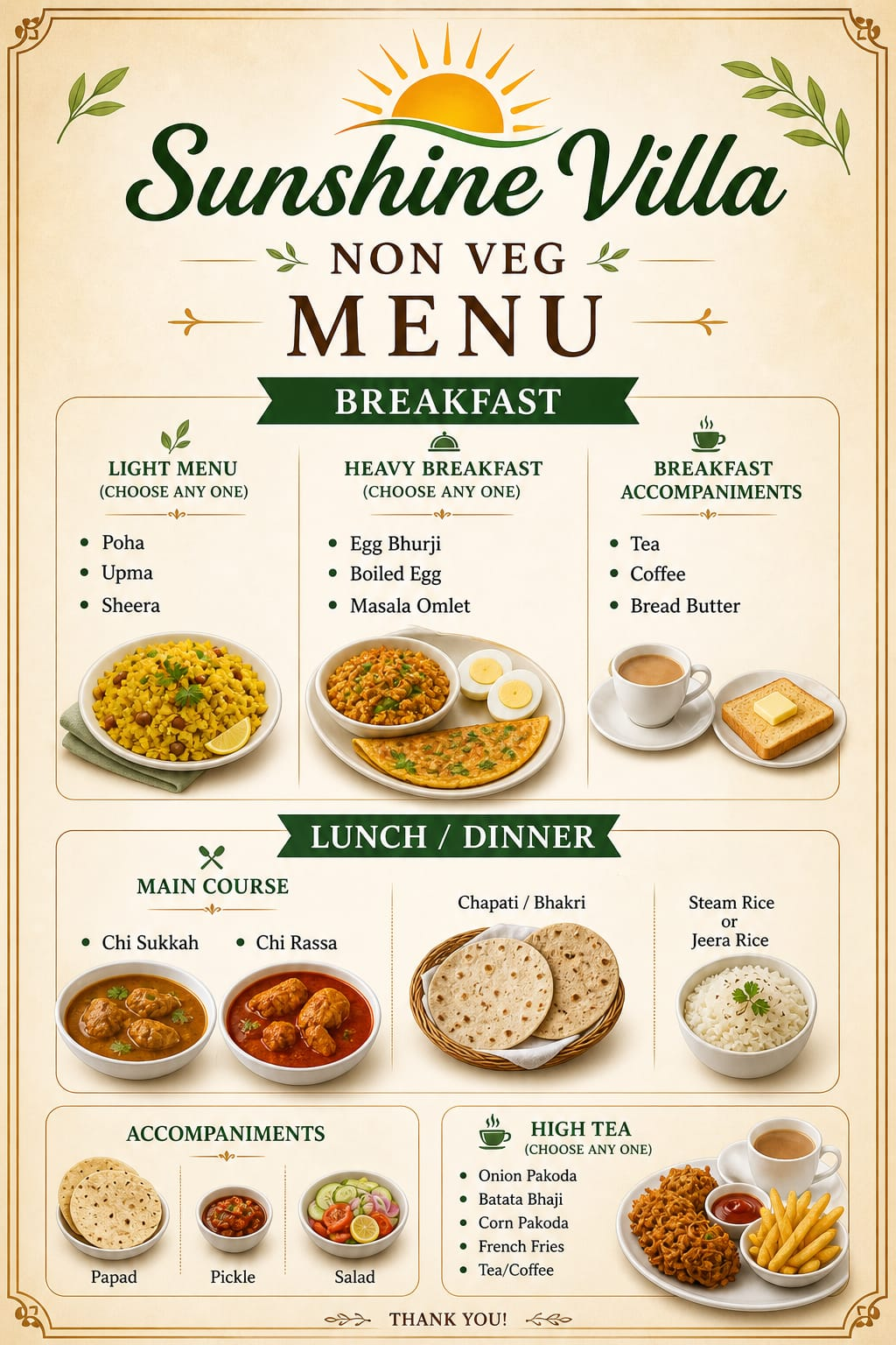 Sunshine Villa Menu — Page 2