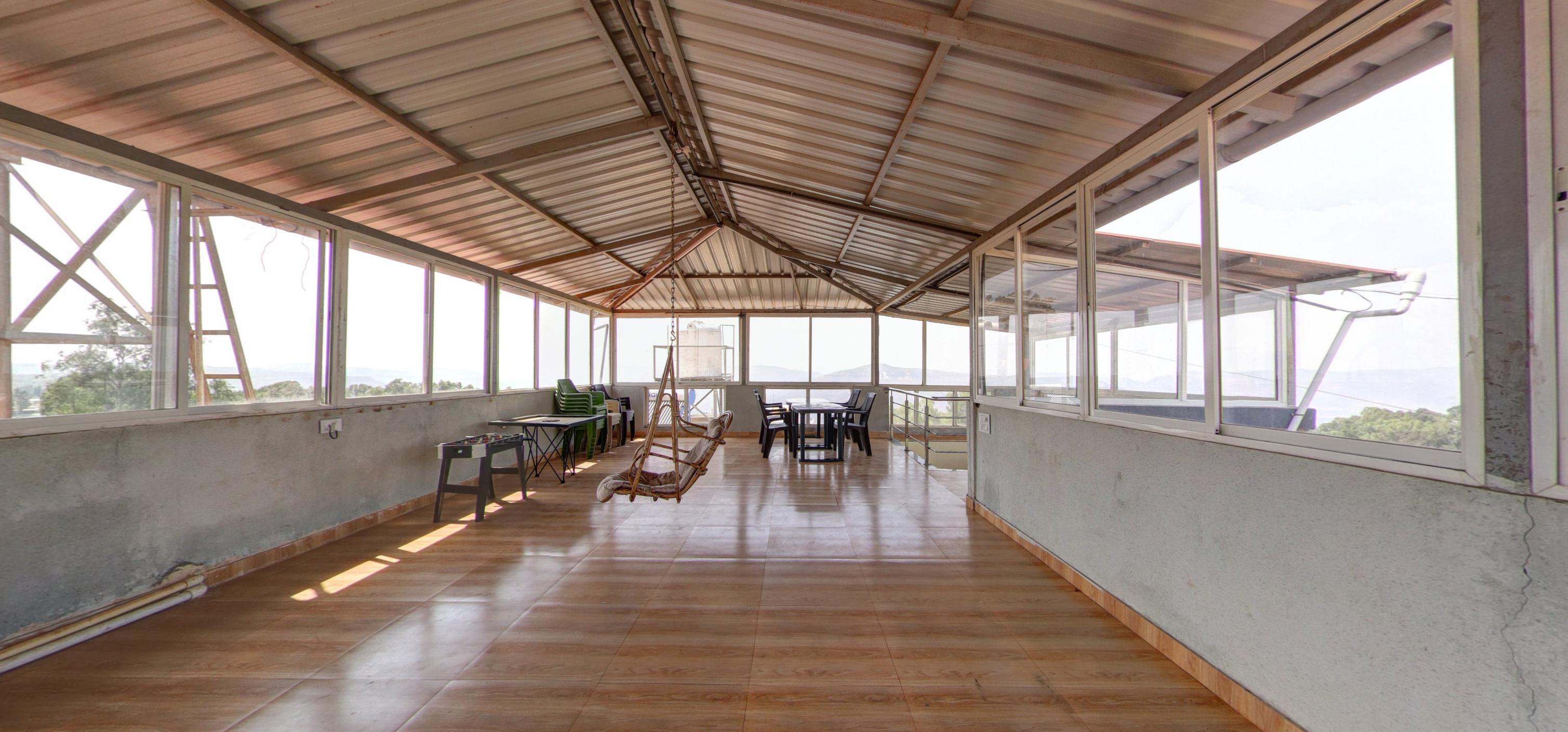 Mountain terrace with seating